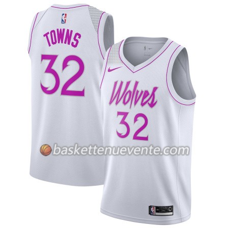 Maillot Basket Minnesota Timberwolves Karl-Anthony Towns 32 2018-19 Nike Blanc Swingman - Homme